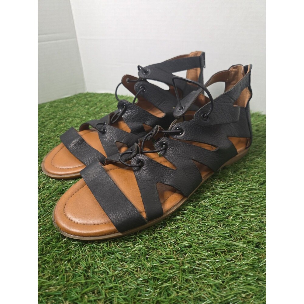 Lucky Brand Black Leather Lace Up Gladiator Sandals Women Size 11M